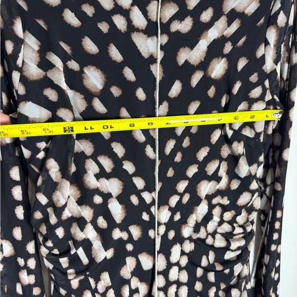NWOT‎ Maggy London Mesh Printed Long Sleeved Fit Flare ALine Midi Dress Sz 8 - Picture 3 of 14